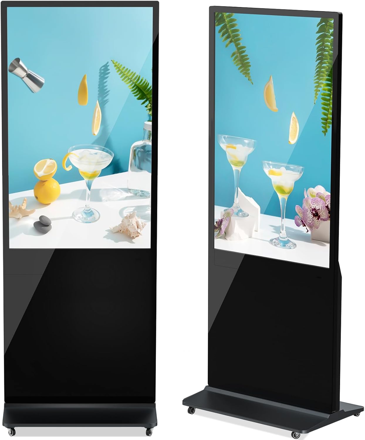 HLEC 43'' Indoor Floor-Standing Digital Signage Interactive Display, 4K NonTouch-Screen Advertising Display LCD Kiosk, Commercial Android Smart System, CMS Software, HDMI/USB Input＆Out/WiFi(4+64G)