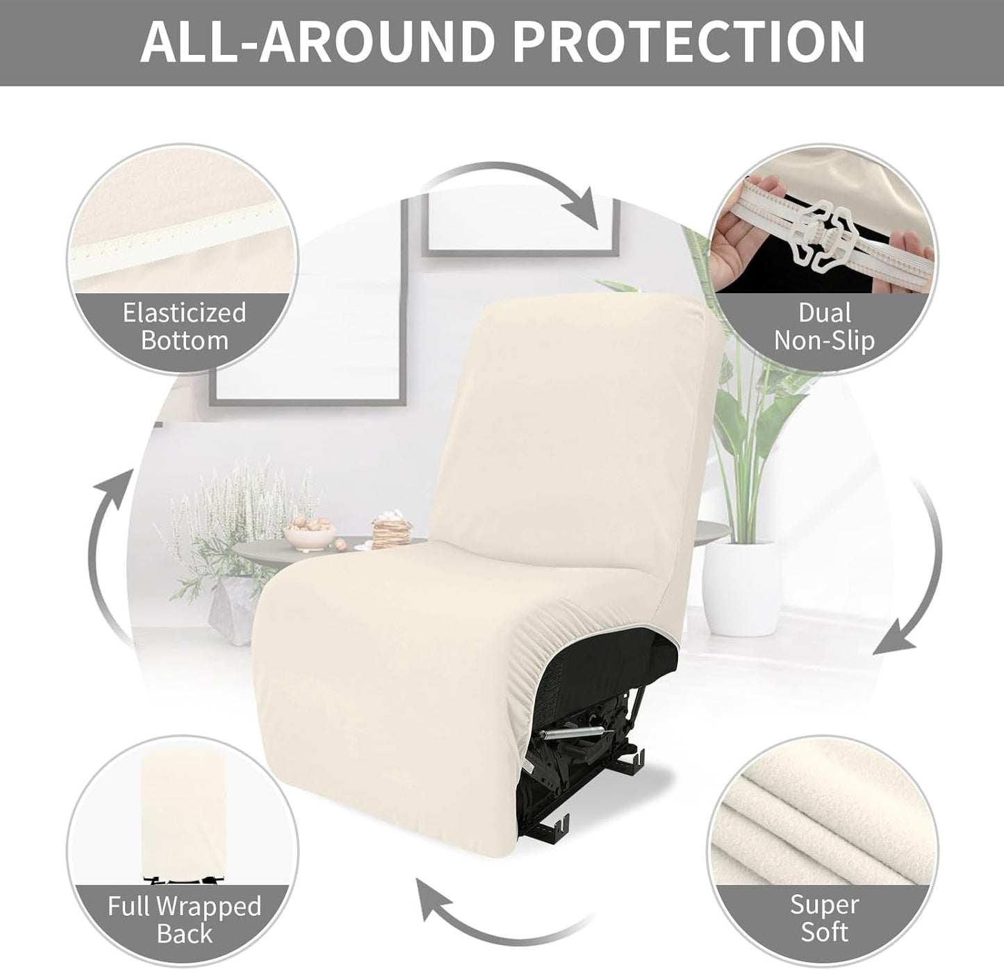 Easy-Going 100% Waterproof Recliner Cover Additional Seat Cover for Reclining Couch, Stretch Sofa Covers Washable Furniture Protector for Kids & Pets, 1 Seat, Beige