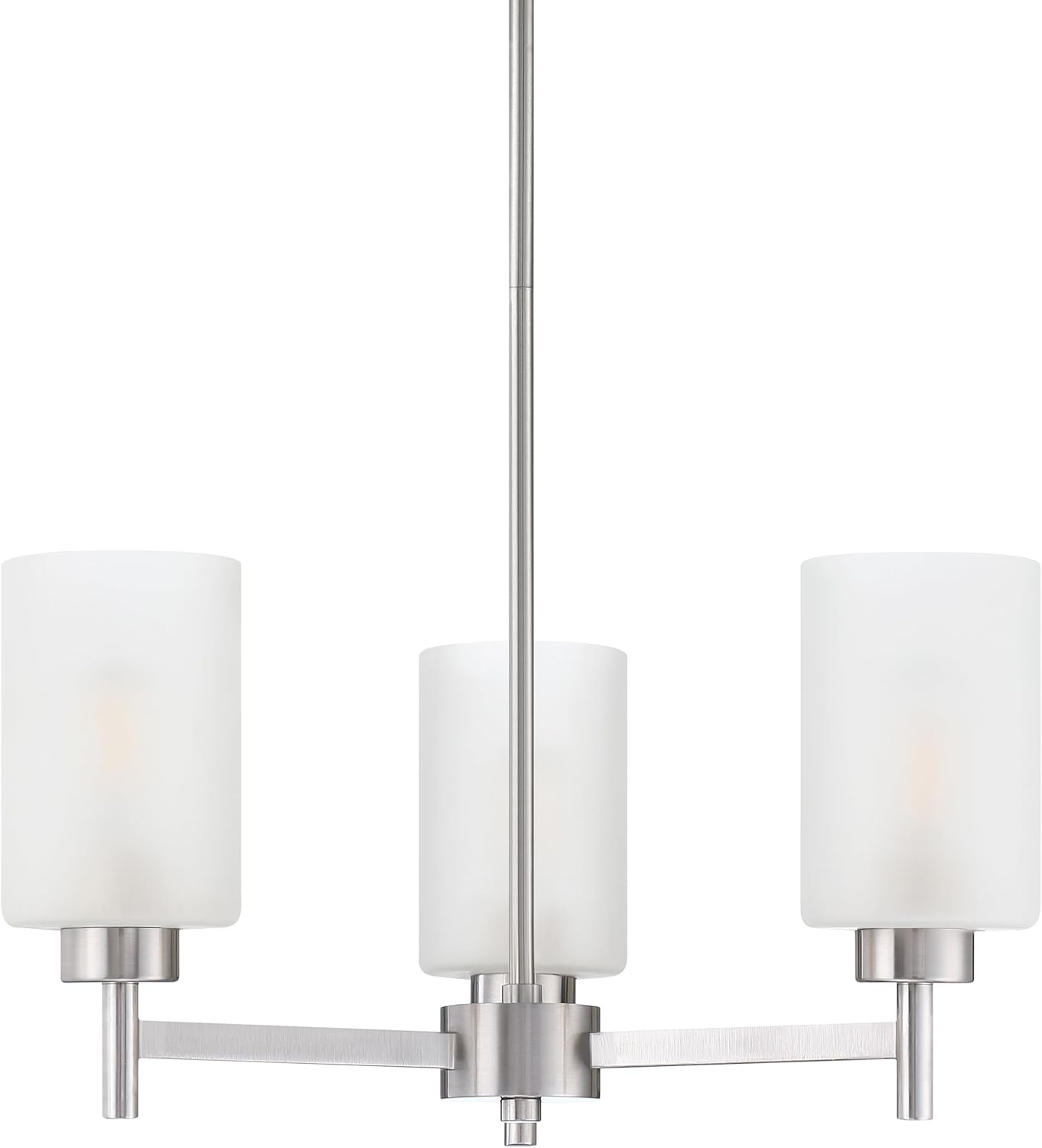 Doraimi Lighting 3 Light Chandelier Frosted Glass Shade Classic Style Ceiling Pendant Light Fixture Brushed Nickel Finish for Meeting Room Dining Room Over Table Living Room