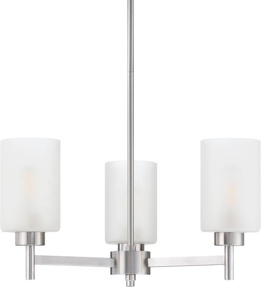 Doraimi Lighting 3 Light Chandelier Frosted Glass Shade Classic Style Ceiling Pendant Light Fixture Brushed Nickel Finish for Meeting Room Dining Room Over Table Living Room