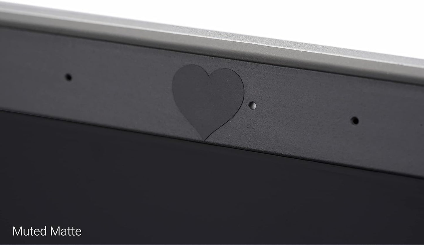 BLOCKED Stackable Webcam/Camera Vinyl Covers | 57 Low-Tack Restickable Webcam Sticker | 3-Sizes | Black 57-Pack Hearts (Muted Matte)