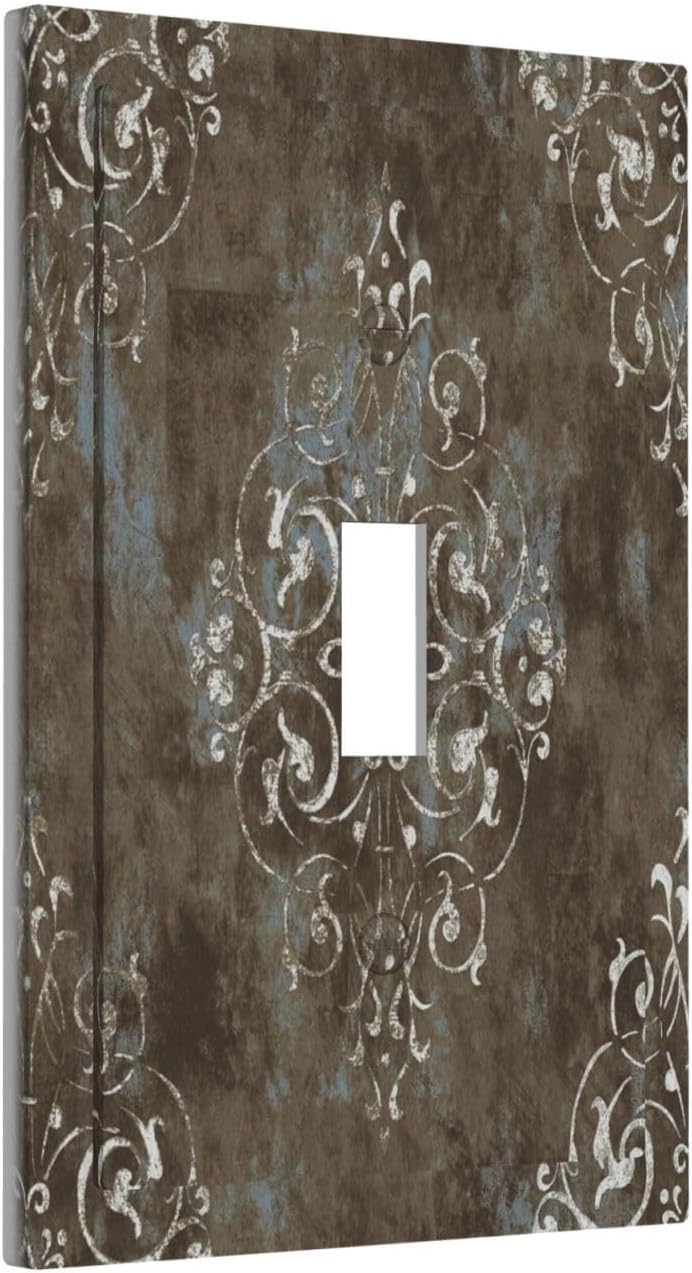 Decorative Light Switch Plate Covers Gothic Vintage Abstract Brown Patterns 1 Gang Wall Plate Single Toggle Switch Cover Plate Jumbo Electrical Switchplate Receptacle Faceplate for Bedroom