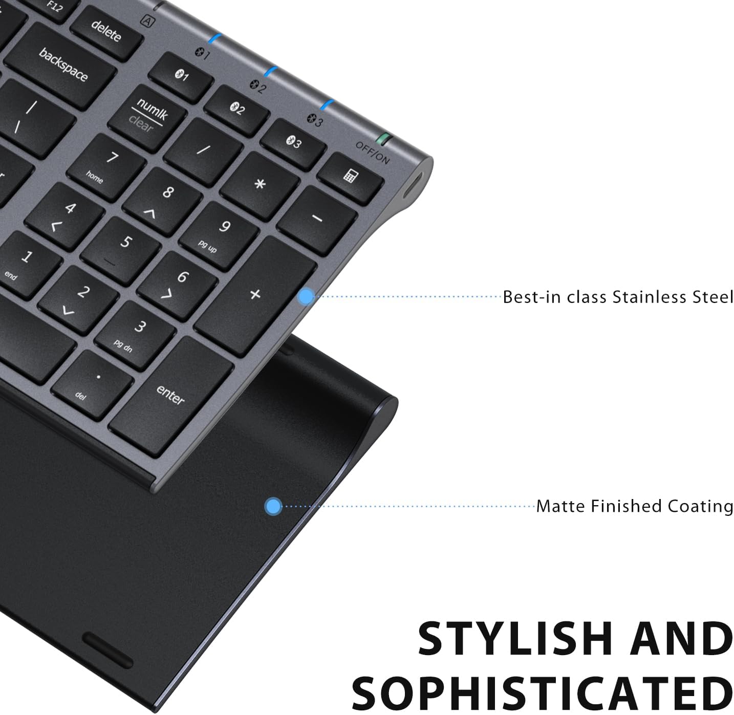 iClever BK10 Bluetooth Keyboard, Wireless Rechargeable Ultra-Slim Keyboard with Long Battery Life, Compatible with iOS, Android, Windows, Mac for iPad, Tablet, Laptop, PC, Phone (Gray Black)
