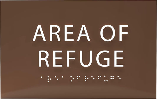 6" X4" Area of Refuge Sign - ADA Compliant Tactile Graphics Grade 2 Braille Text | Wall Mount Plastic Signs for Shopping Malls, Offices, Hotels, Schools, Apartments & Restaurants