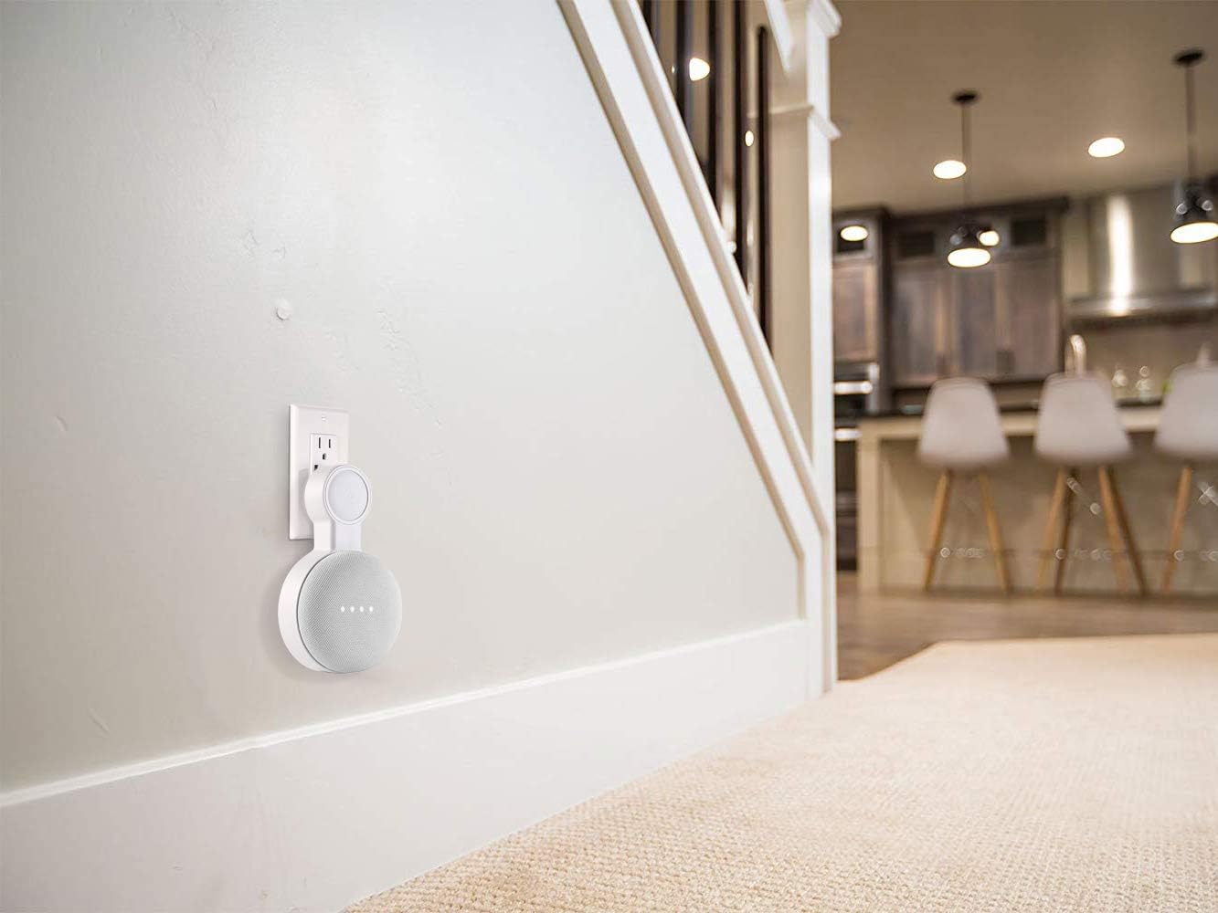 PEF Outlet Wall Mount Holder for Google Nest Mini and Google Home Mini, A Space-Saving Accessories with Cord Management for Google Mini Smart Speaker, No Messy Wires or Screws (1 Pack)