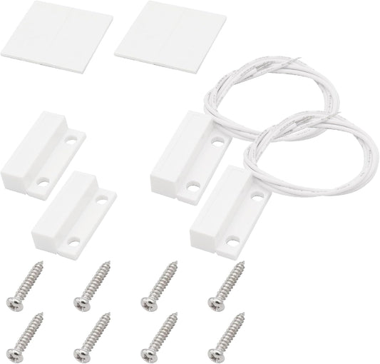 2Pcs Magnetic Reed Switch Wired Surface Mount Normally Closed NC Contact Sensor Alarm Magnetic Door Switch with 2 Wires, ABS, MC-38