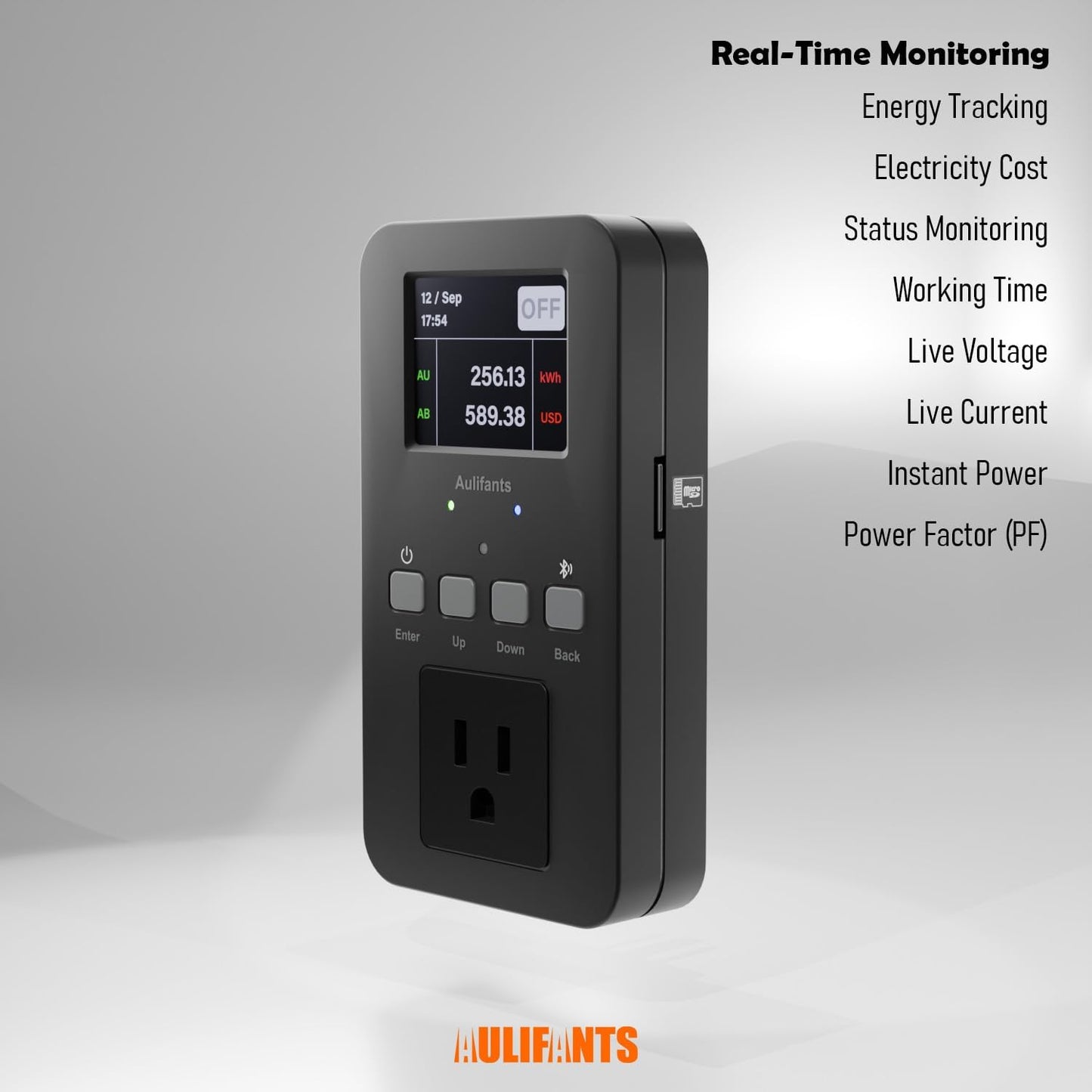 LP405 25A Heavy Duty Smart Plug Meter Sockets Industrial Energy Monitor Trip-Rate Billing, OVP/UVP/OLP Color Screen Magnetic Relay Offline Logging WiFi Tuya/Smart Life for AC/Heaters