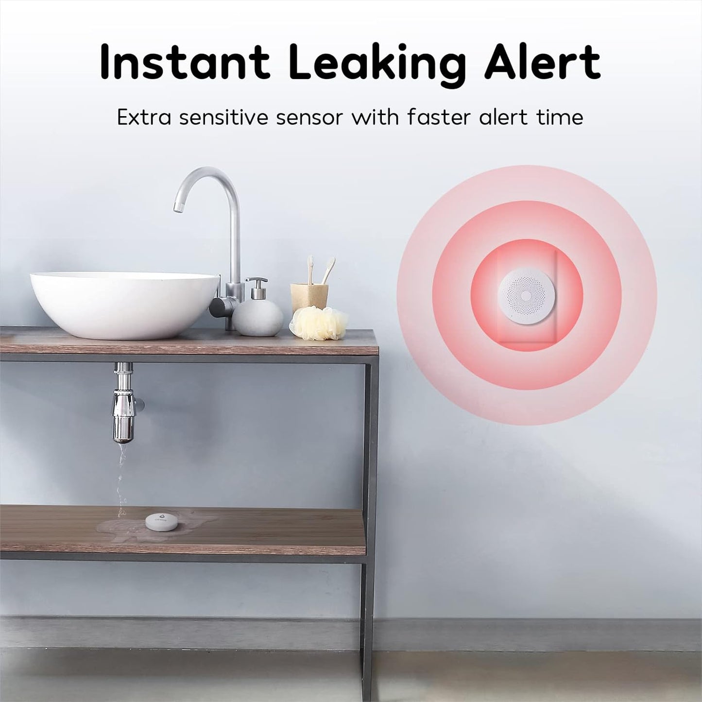 Winees WiFi Water Leak Detector, 3 Pack Water Sensors(Hub Not Included), Easy Set Up, 100M Transmission for Basement, Bathroom, Laundry, IFTTT, S1 FSK(Accessory)