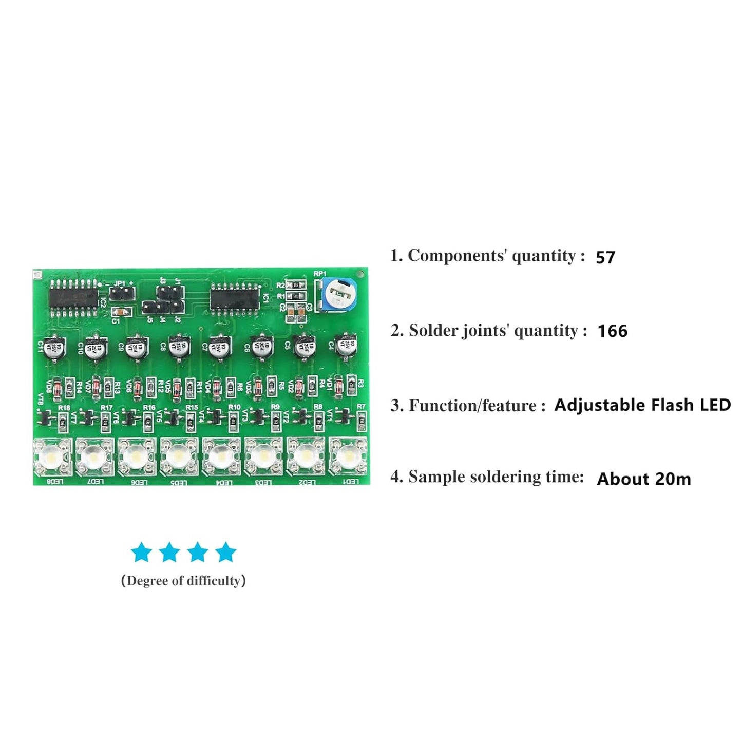 SMD Soldering Practice Kit DIY Adjustable Flash LED White Flash LED Plug-in Circuit Kit SMT Electronics Projects Learn How to Solder(03BD05)