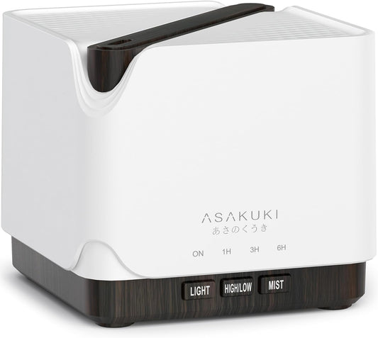 ASAKUKI Essential Oil Diffuser, Multifunctional Ultrasonic Aromatherapy Fragrant Oil Vaporizer Humidifier with Timer, Auto-Off Safety Switch, and 7 LED Light Colors, 700 ml (Brown Wood)