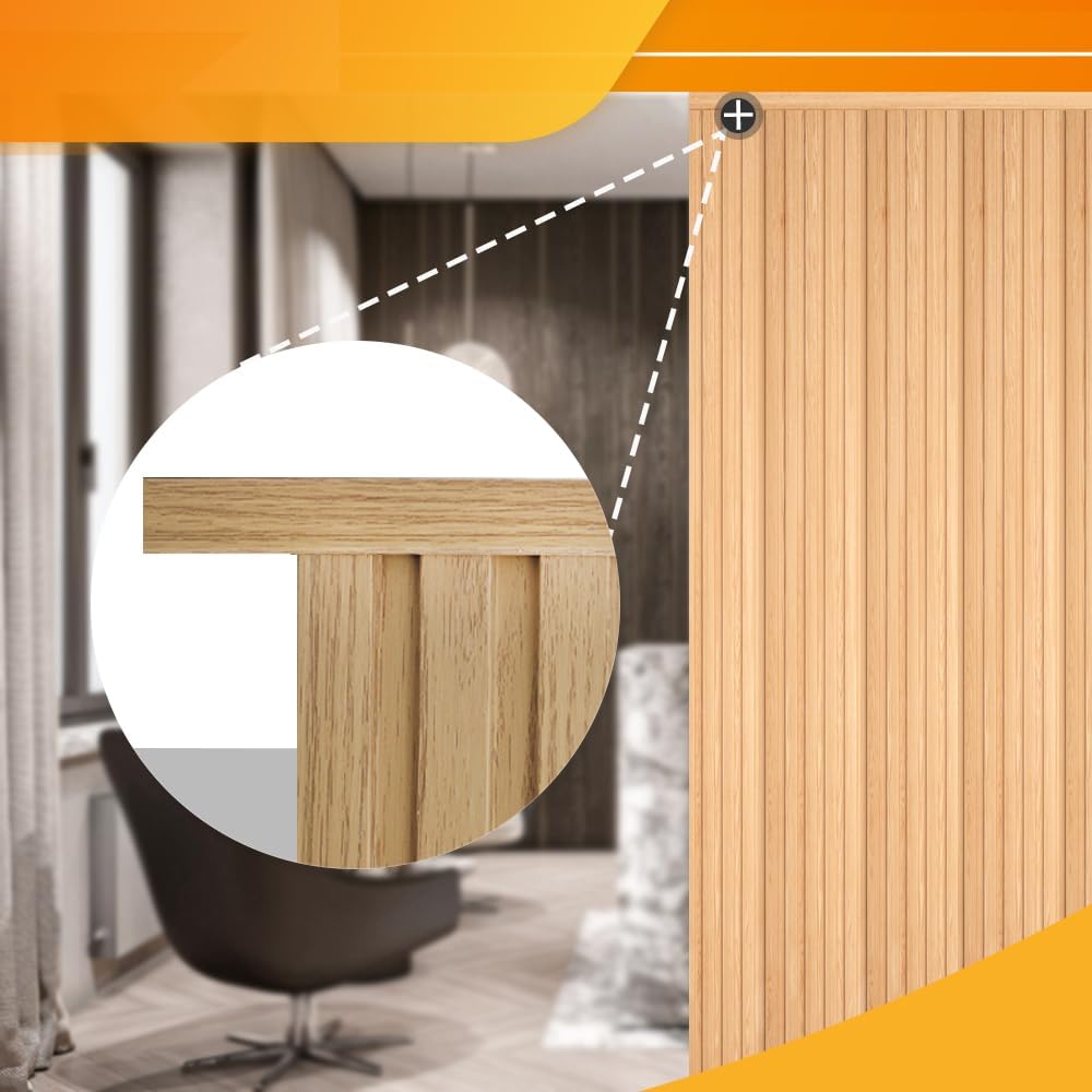 OUZUGIE 8-Pack 57 Inches, WPC Slat Wall Panel Trim,Corner Guard for Low Grille (Oak)