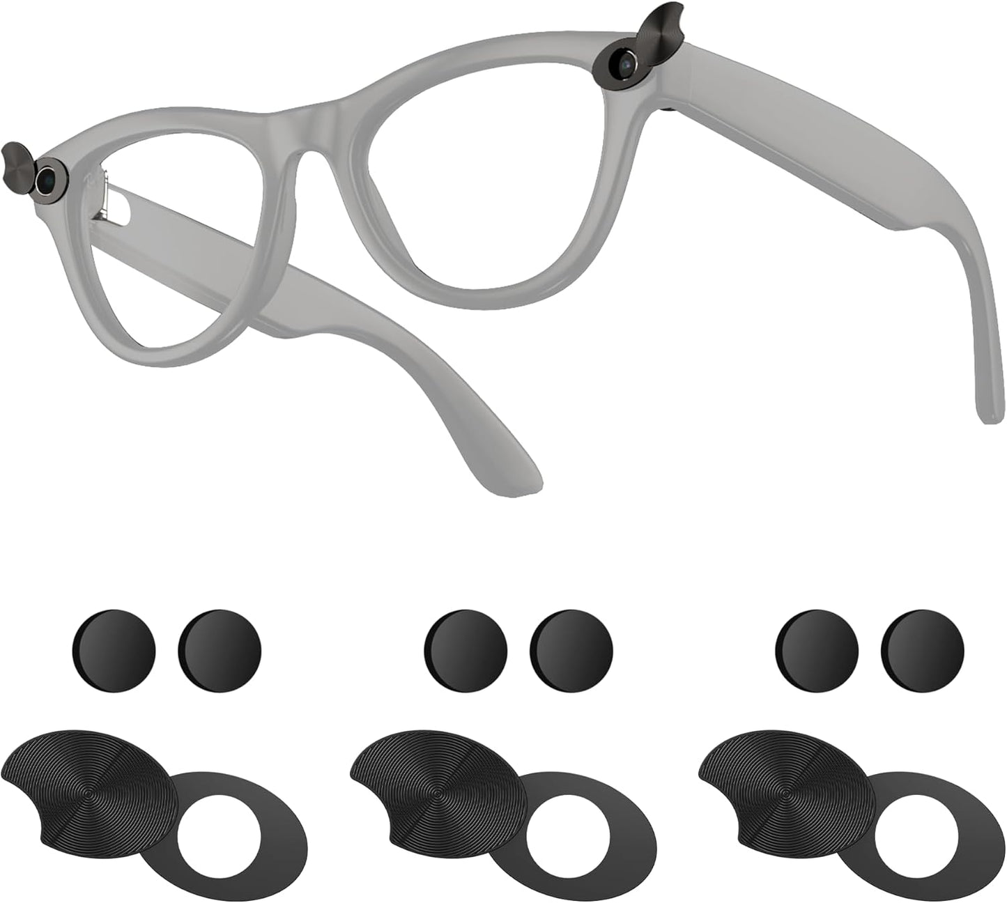 Camera Privay Cover for Ray-Ban Meta Glasses, Adjustable Lens Protector Set for Wayfarer/Skyler/Headliner(Gen 1&Gen 2) Smart Glasses Accessories 9PCS Black