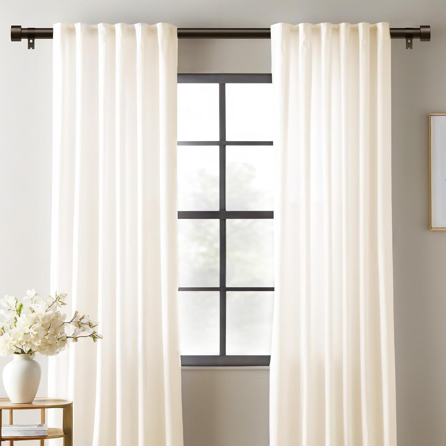 2 Pack Curtain Rods for Windows 66 to 120 Inch(5.5-10ft), 1 Inch Bronze Heavy Duty Curtain Rods Set, Adjustable Extra Long Curtain Rod for Bedroom Patio, Outdoor Drapery Rods, Size 32"- 120"