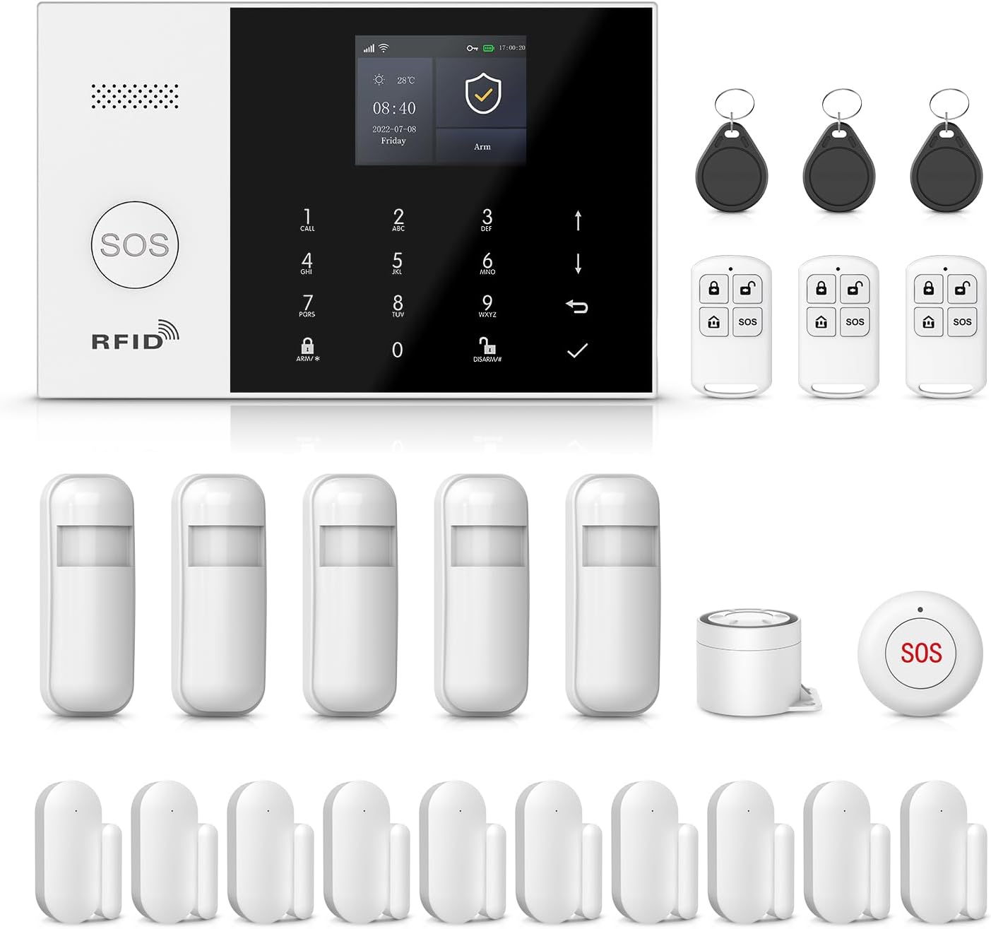 PGST Wireless Home Security System,DIY 4G/WiFi Alarm System,24 Piece Kits with Door/Window Sensors,Motion Detector,Tuya App Alerts Push,Compatible with Alexa and Google Assistant,Subscription Fee