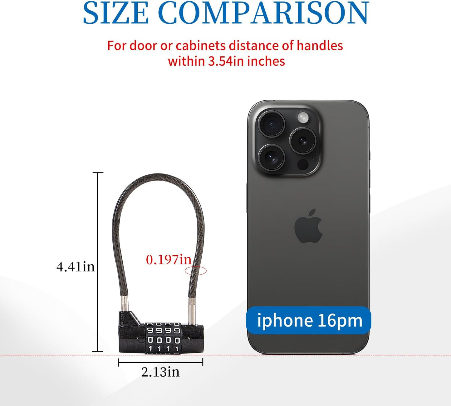 Combination Lock Cable Lock 4 Digits Cabinet Lock with3.5 Durable Cable Ideal for lockers, Gym, gate, Fence, Toolbox, case, hasp Storage and Outdoor (3.5")