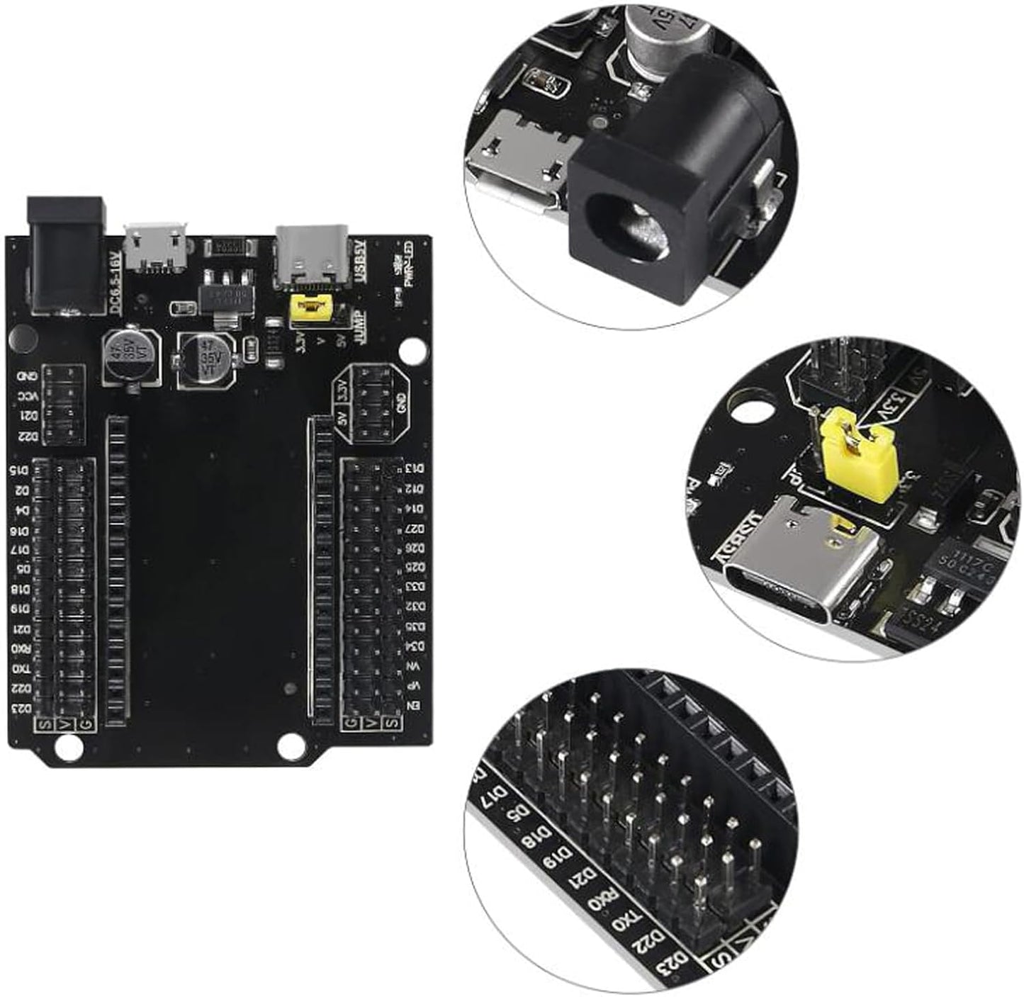 5pcs ESP32 GPIO Breakout Board ESP32 ESP-32S Development Board 30Pin Type-C Micro USB Dual Interface ESP32 Expansion Shield