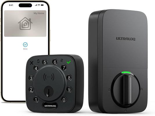 ULTRALOQ Bolt NFC Smart Deadbolt Lock for Front Door, Tap to Unlock with Apple Home Key and Android NFC Built-in Wi-Fi, App Control, Auto-Lock, Works with HomeKit, Alexa, Dual Battery, BHMA Certified