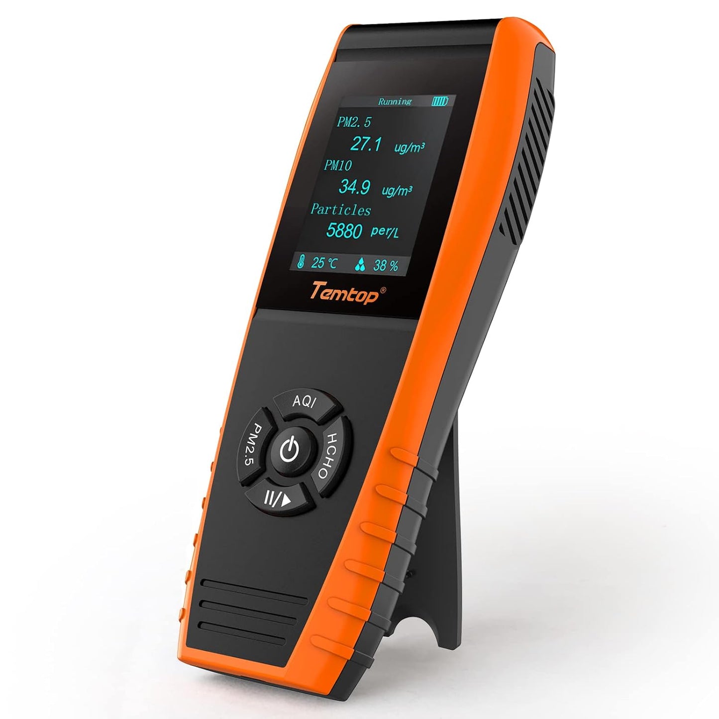 Temtop Air Quality Monitor Professional PM2.5 PM10 Particle Counter, Formaldehyde, Temperature, Humidity, AQI Tester for Indoor/Outdoor Air Pollution Detection w/Data Export