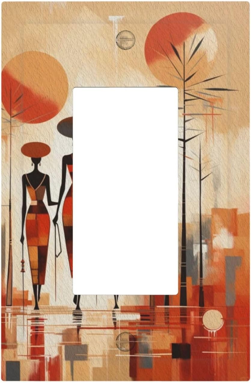 Decorative Outlet Covers Minimalist Black Women Bohemia Sun 1 Gang Rocker Light Switch Cover Plate Single Decora Light Switch Covers Wall Plate Faceplate for Bedroom Home Decor