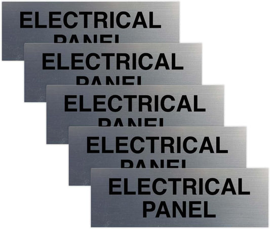 All Quality Basic Electrical Panel Sign - Fire Regulation Safety Compliance Sign - Silver - Medium (5 Pack)