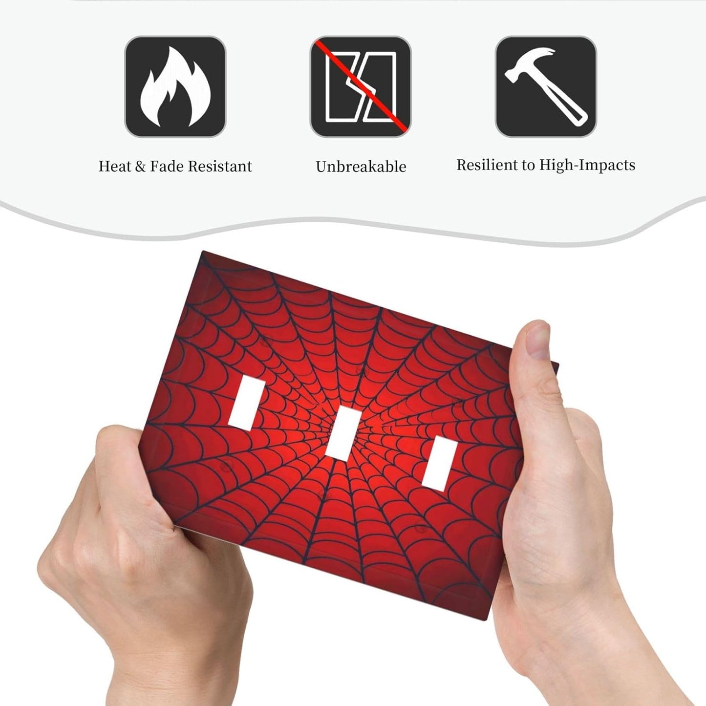 Red Spider Web Black Line Simplicity Decorative Switch Plates 3 Gang Wall Plate Triple Toggle Light Switch Cover Faceplate Electrical Wall Panels For Kids Room Home Decor