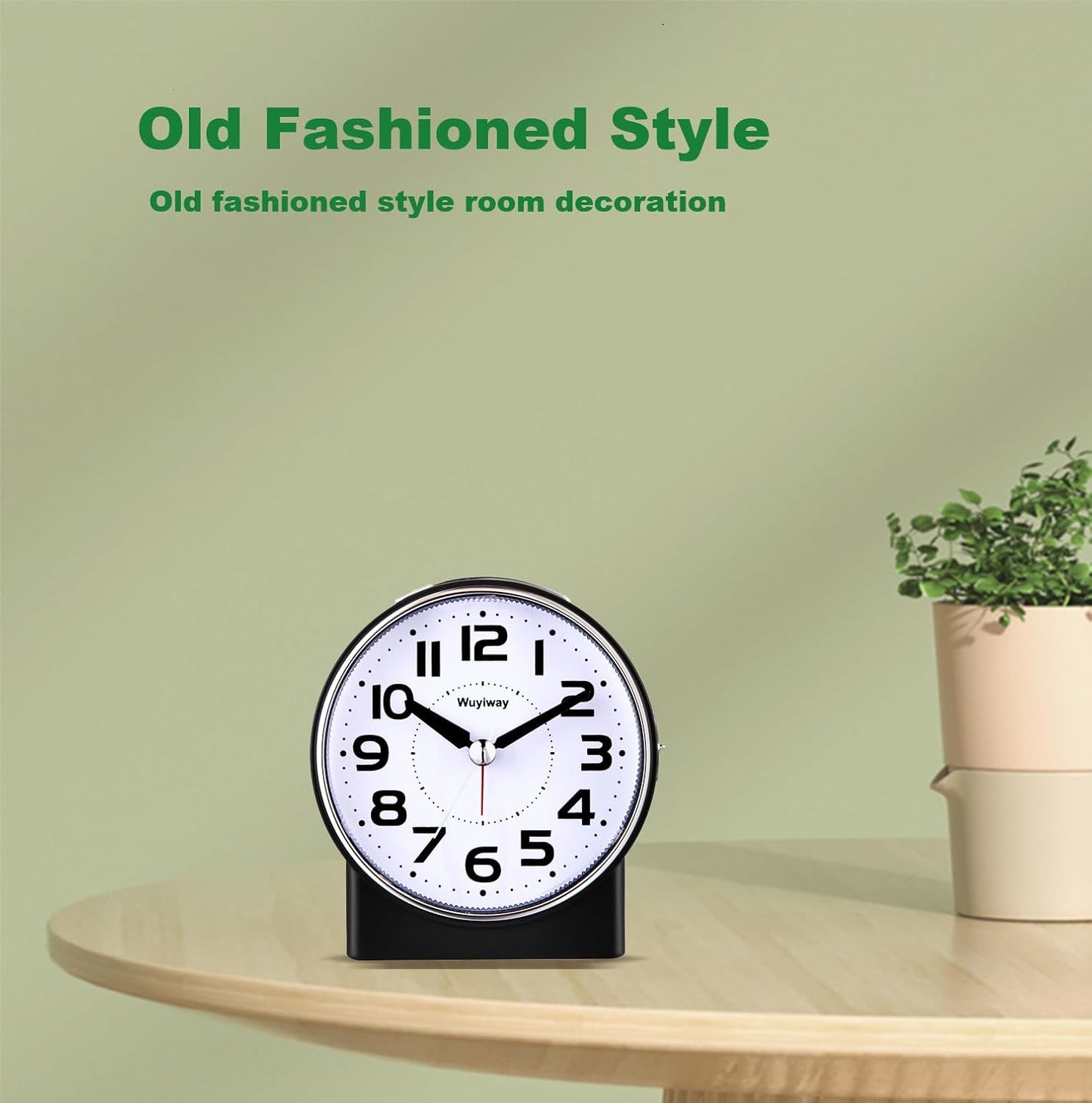 4.3" No Ticking Analog Alarm Clock,Silent Readable for Seniors,Easy to Set,Gradual Rise Alarm,Big Numbers,On/Off Switch on Side,Gentle Wake,Snooze Soft Backlight,Battery Operated