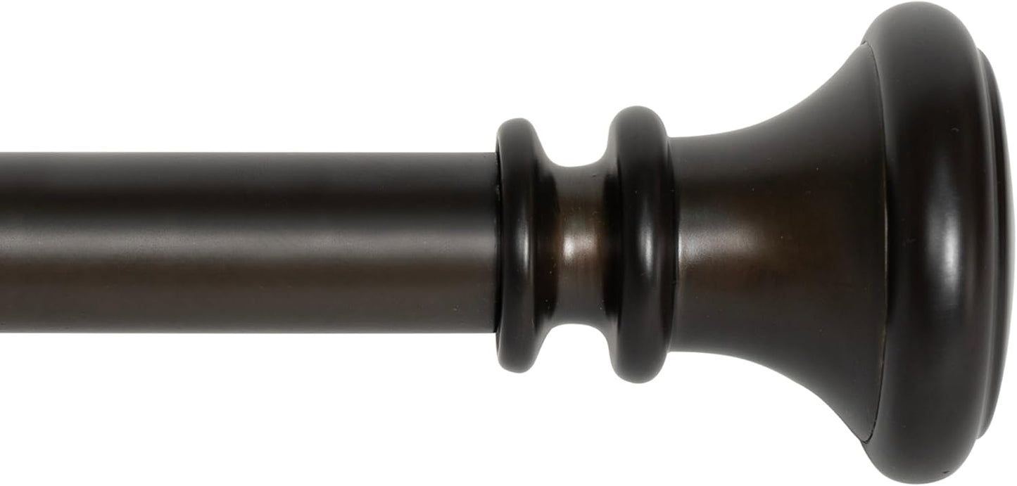 Deco Window Adjustable Curtain Rod for Windows 18 to 44 Inch (Pack of 1) Extendable Heavy Duty 1 Inch Iron Drapery Pole with Finials Wall Mounted French Door Curtain Rods (Bronze)