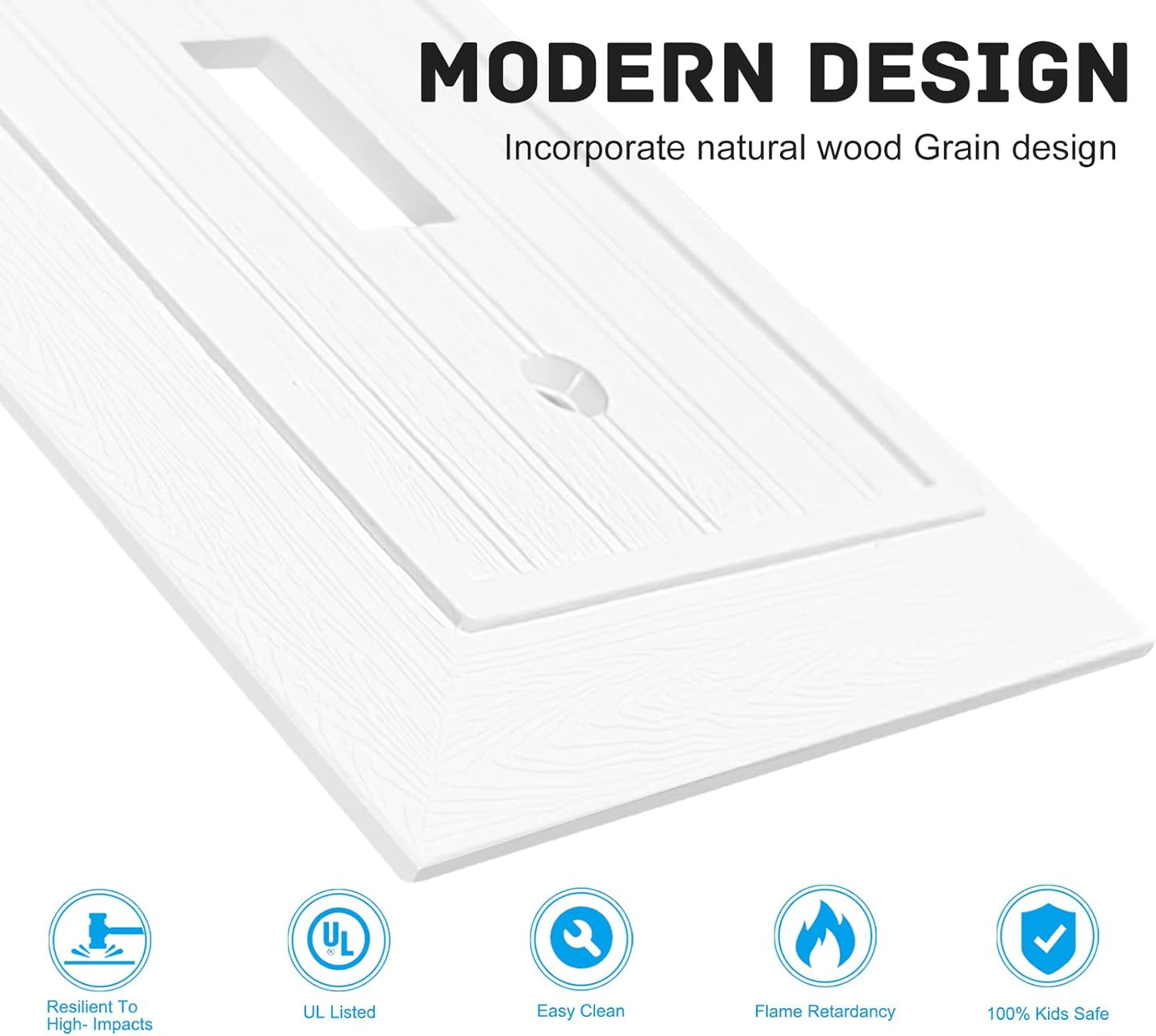 Modern Decorative Wall Plate Retro Wood Grain design Switch Cover Outlet Cover for Light Switch, Smart Switch, Dimmer, GFCI, USB Outlet (4 Pack, Single Toggle)