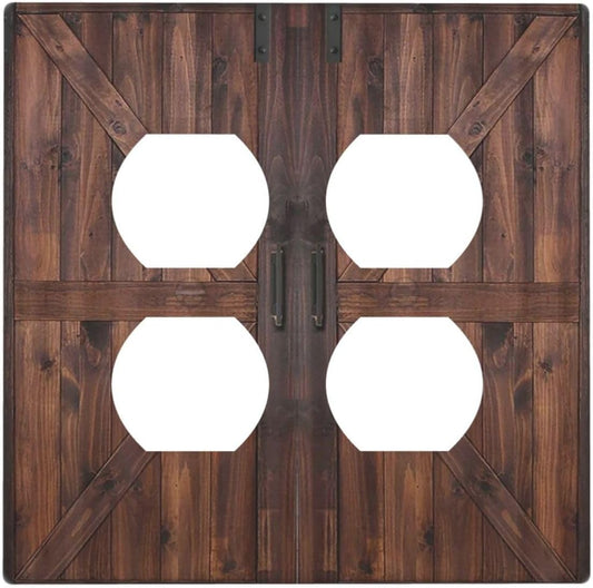 Decorative Outlet Covers Vintage Brown Farmhouse Barn Door 2 Gang Light Switch Cover Plate Double Duplex Wall Plates for Electrical Outlets Switch Plate Covers for Bedroom Home Decor