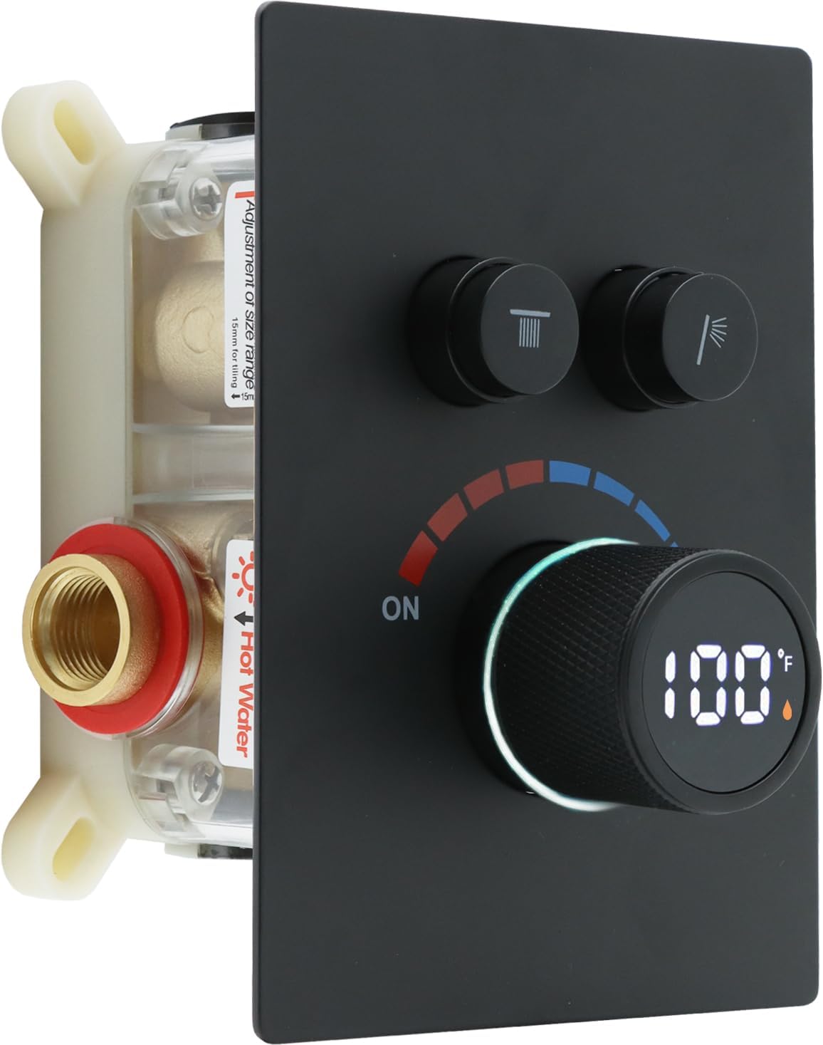 Digital Display Shower Valve Shower Valve 2 Way Shower Diverter Valve Shower Mixing Valve Can Use All the Time Matte Black