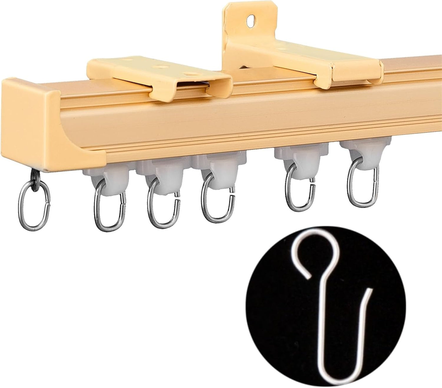 Ceiling Curtain Tracks Ceiling Mounted Heavy-Duty Curtains Rails Room Divider Curtain Track for Living Bedroom Shower Privacy RV Garage Divider Track，Golde 12ft.
