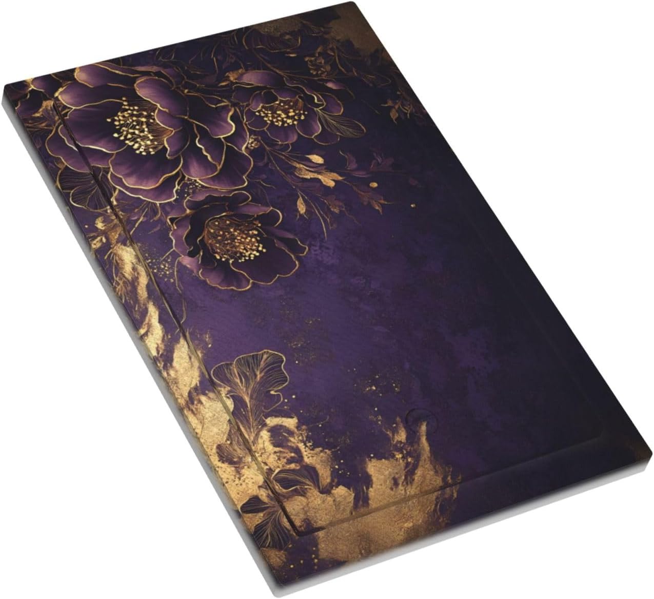 Decorative Light Switch Cover Plate Vintage Purple Peony Gold Leaf Flowers Floral 1 Gang No Device Single Blank Outlet Covers Wall Plate Switchplate Electrical Face Plate for Bedroom Decor
