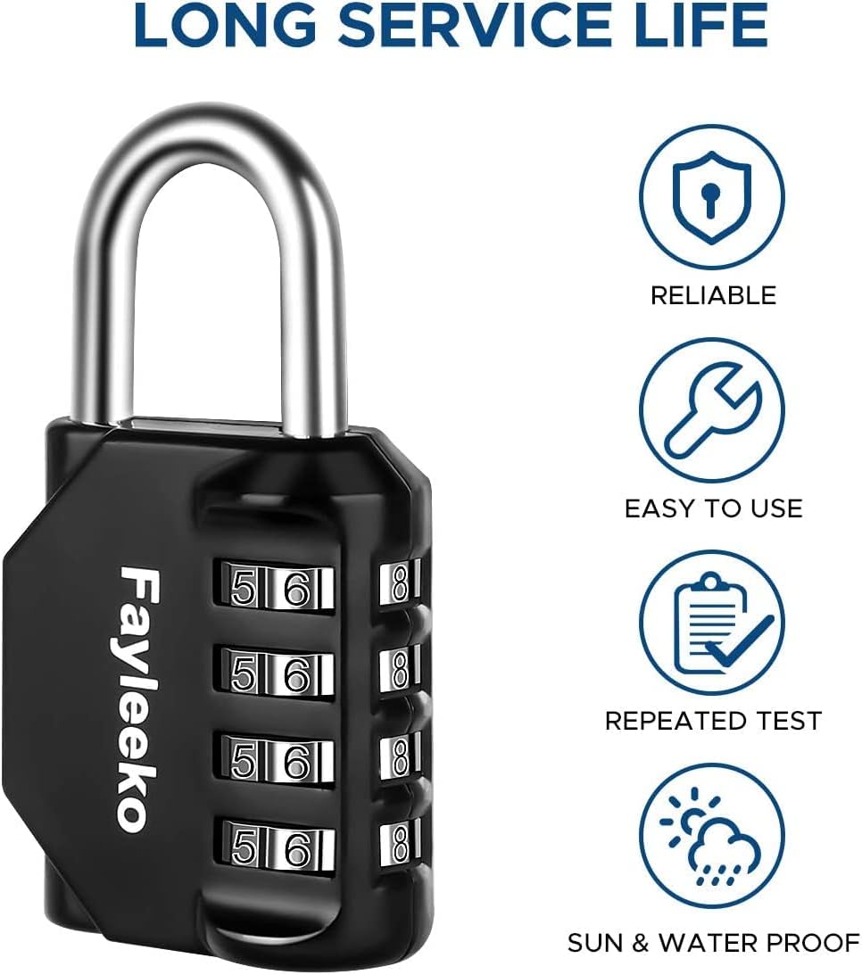 Combination Lock, 4 Digit Combination Padlock for School Gym Sports Locker, Fence, Toolbox, Case, Hasp Cabinet Storage (2 Pack, Purple & Black)
