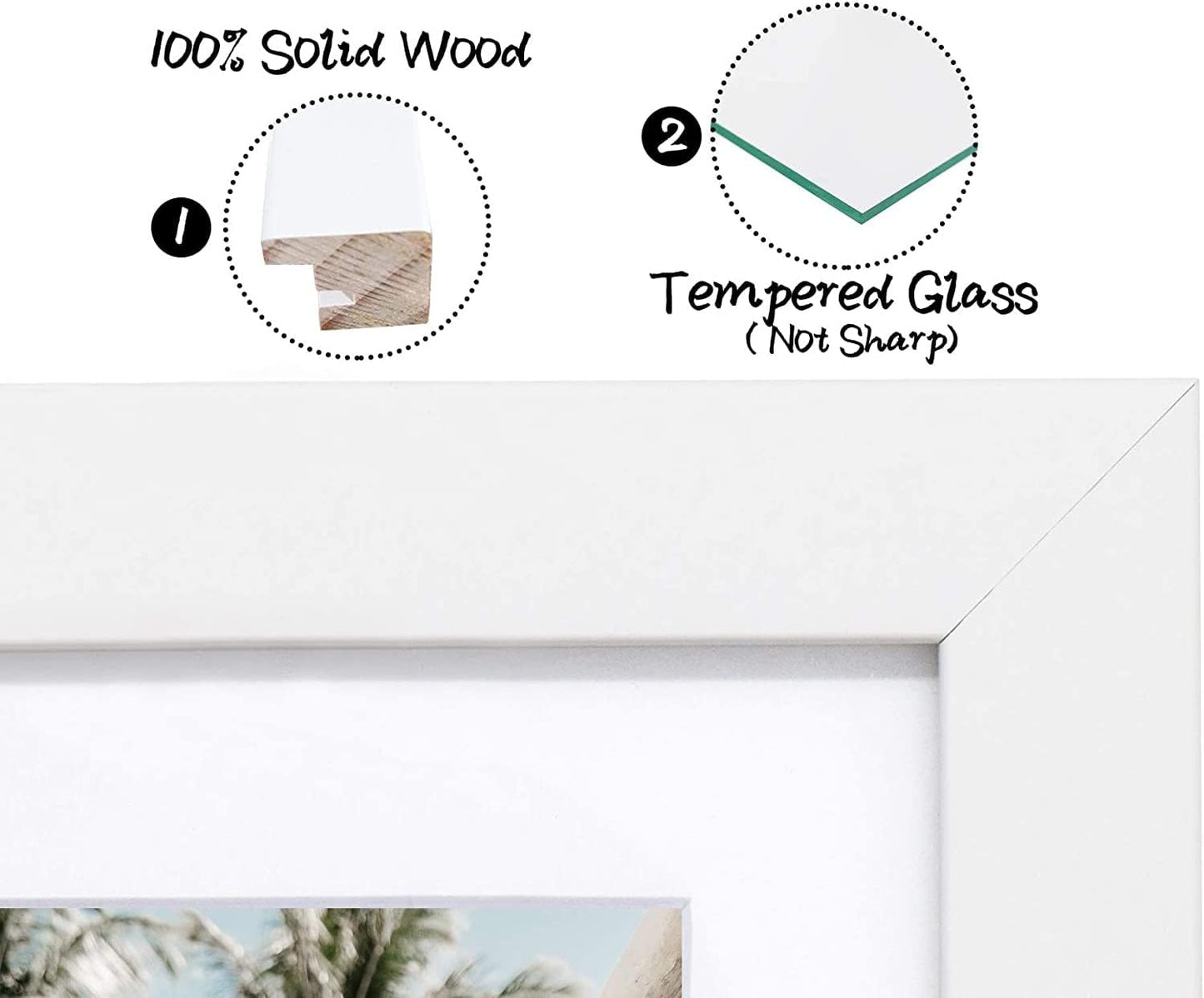 Golden State Art, Set of 3, 9x18 White Wood Frame - White Mat for Three 5x7 Pictures - Sawtooth Hangers- Swivel Tabs - Wall Mounting - Landscape/Portrait - Real Glass - Collage Frame