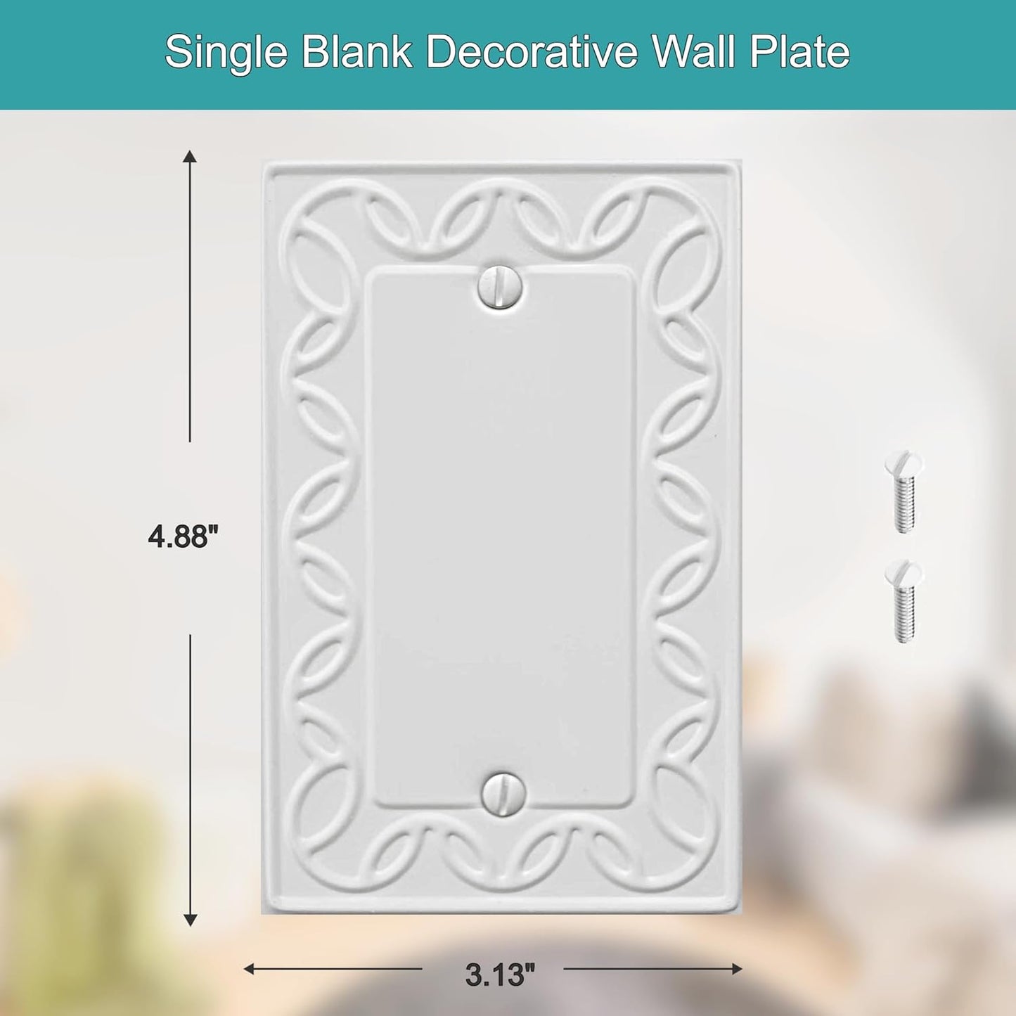 Single Blank Light Switch Cover NovaBloom Metal Wall Plate, 4-Pack White 1 Gang, Light Switch Cover Outlet Cover Decorative Wallplate, Durable