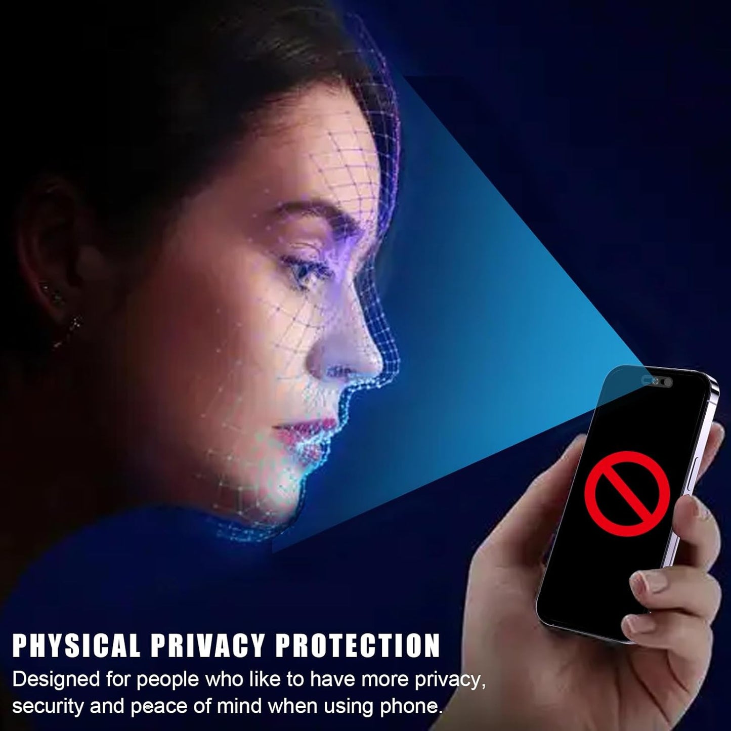 Front Camera Cover Compatible for iPhone 16/16Plus/16Pro/16Pro Max/15/15Plus/15Pro/15Pro Max/14Pro/14 Pro Max,Open/Close Face Recogition,Protect Privacy and Security-Black
