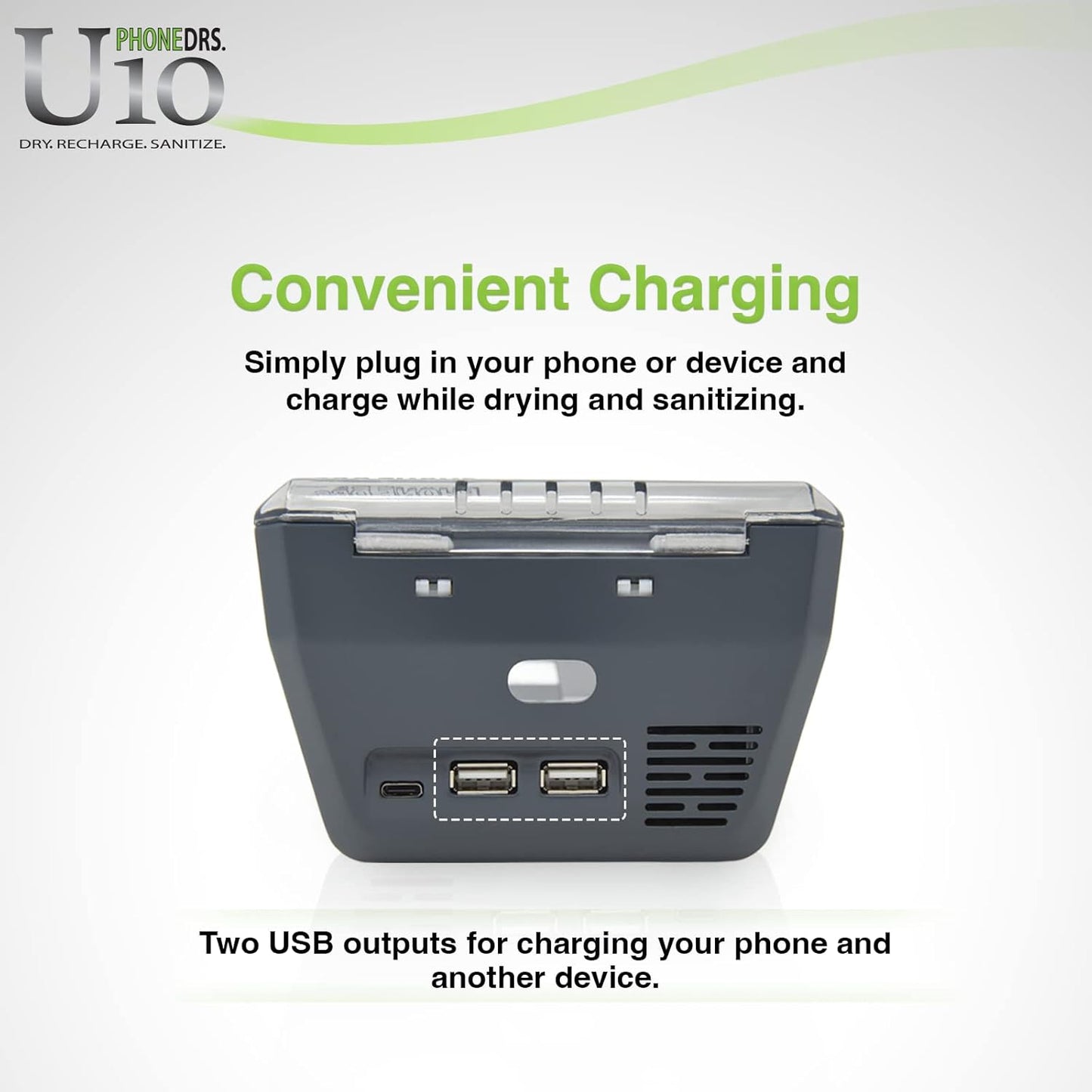 U10 UV-C Cell Phone Sanitizer with Dryer and Charger | Cleans, Dries and Charges All Phones