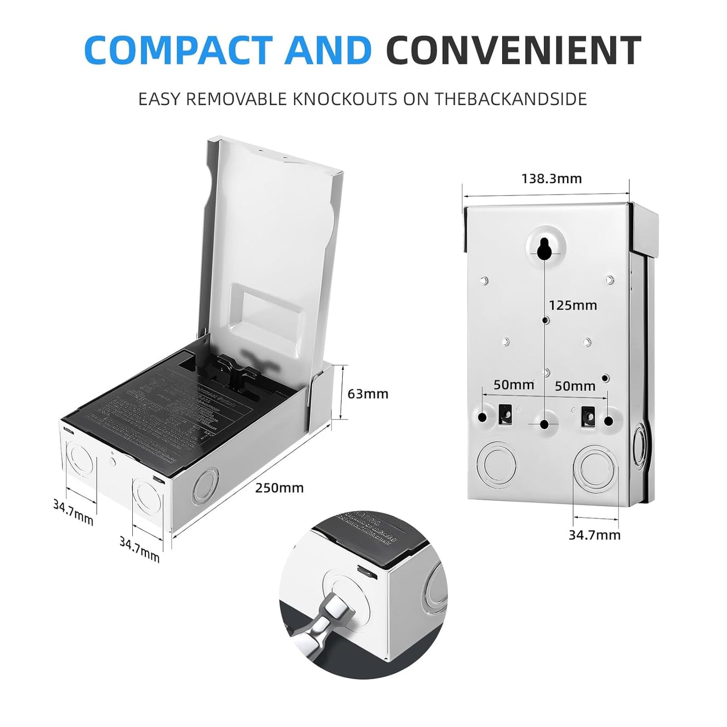 30 Amp AC Disconnect Switch Outdoor 120/240VAC Pull Out Switch Waterproof Metal Box for Air Conditioning Non-Fused
