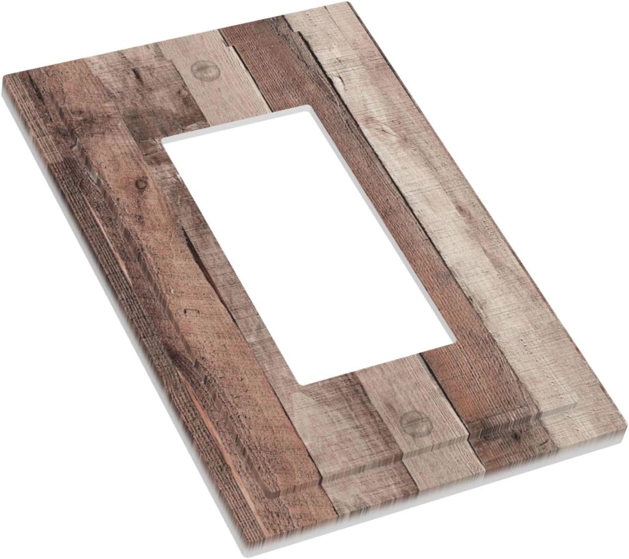 Decorative Outlet Covers Retro Wood Brown Farmhouse Barn Wooden 1 Gang Single Rocker Light Switch Cover Plate Wall Plates GFCI Faceplate for Farmhouse Cabin Decor