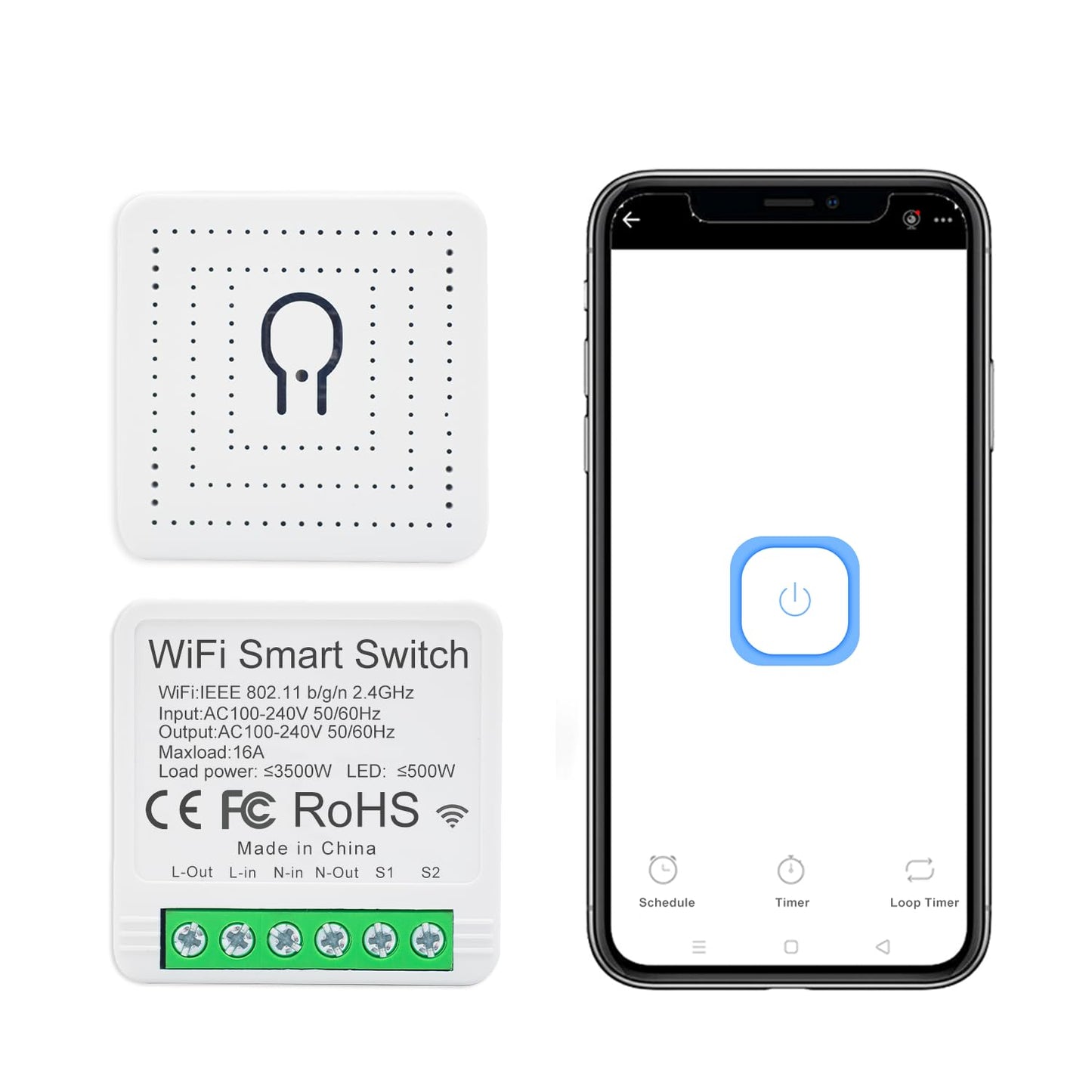 EweLink 16A Mini WiFi Relay Module Smart Switch,DIY Wireless Light Switch Voice Control Outlet for Smart Home Automation，Compatible with Alexa/Google Home(2 Packs)