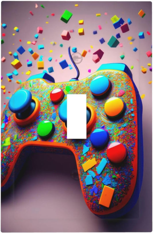 Videos Game Controller 1 Gang Single Toggle Decorative Light Switch Covers Electrical Faceplate Switchplates for Bathroom Kitchen Home