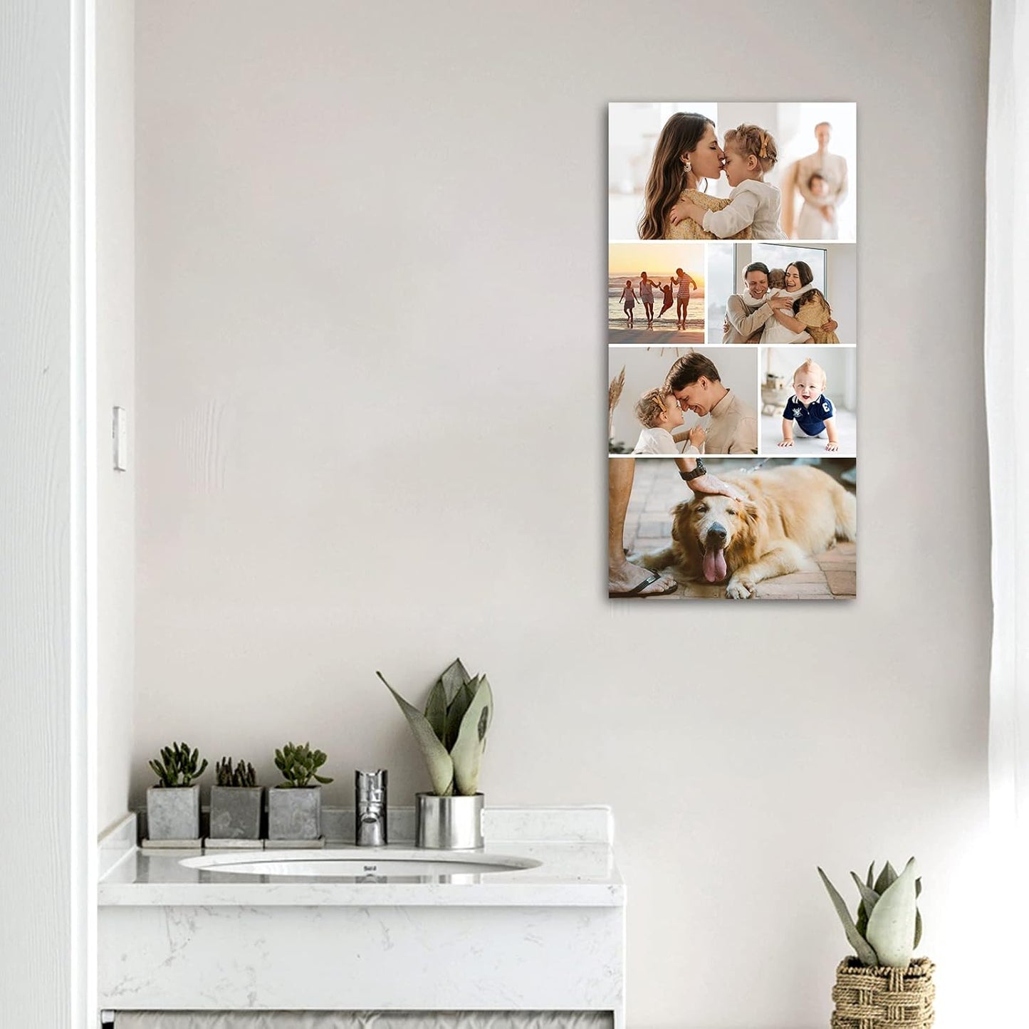 LZIMU Collage Canvas Prints with Your Photos Personalized Multi Pictures for Wall Custom Family Wedding Baby Pet Dog Photo to Canvas Customized Gifts Home Wall Decor (Collage Photo-12, No frame)