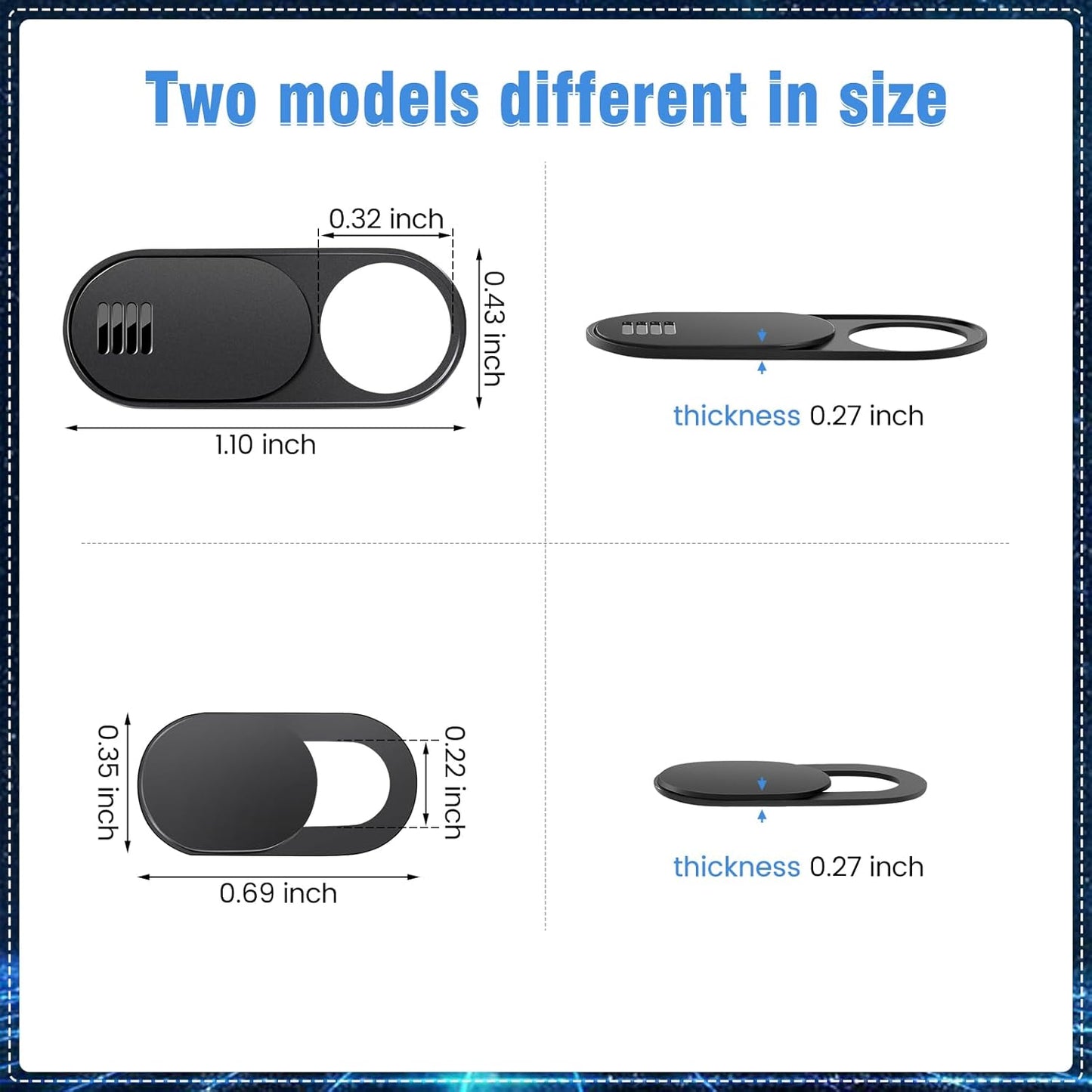 Laptop Camera Cover Slide,3 Large+3 Small Ultra Thin Webcam Cover for Laptop,Computer,Tablet,Apple Devices and Tesla Model 3/Y Interior Cabin Camera,Web Cam Blocker Protect Your Privacy