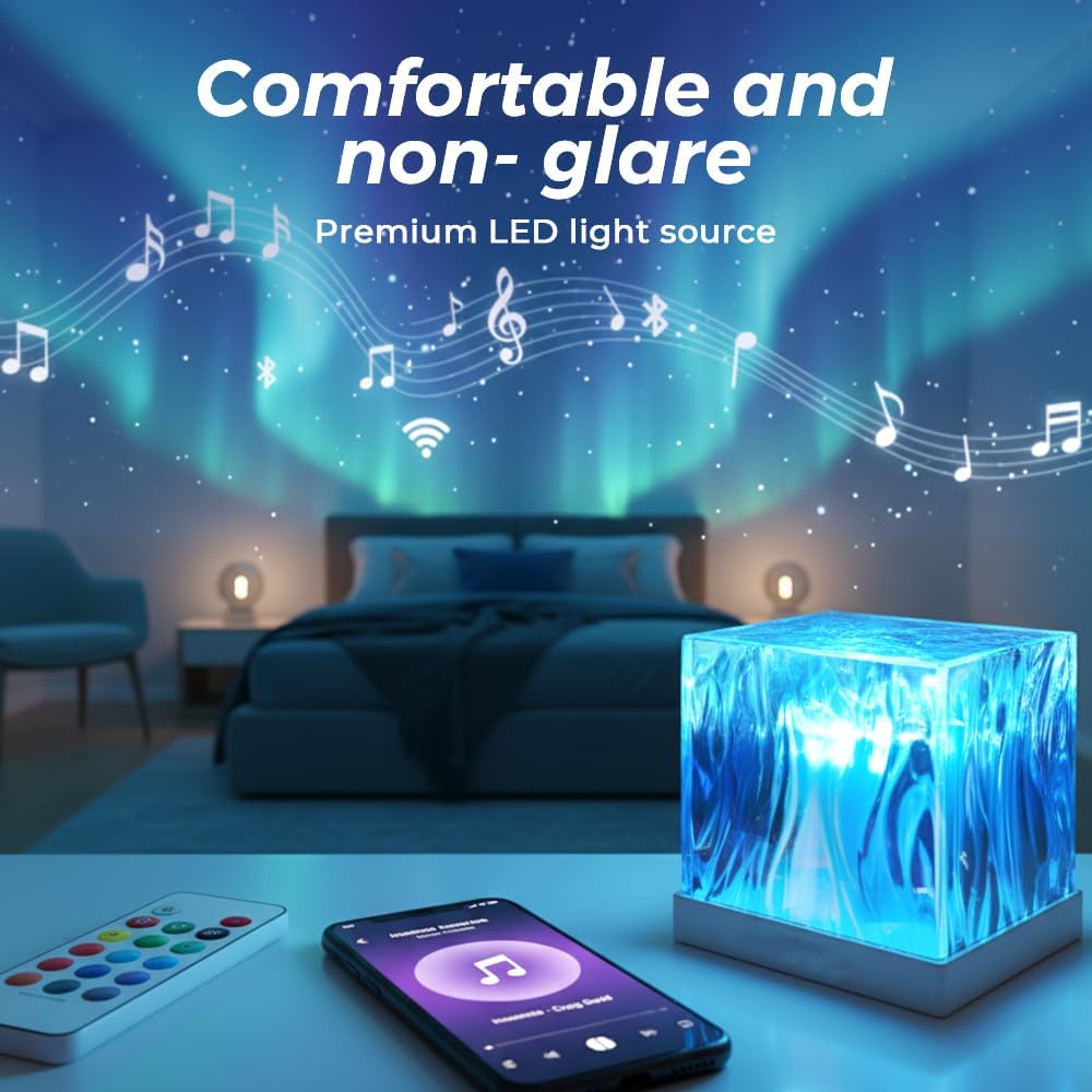 Northern Lights Projector with Remote, 18-Color Aurora Night Light for Bedroom, Galaxy Projector for Teens, Christmas Gift for Boys & Girls (Wood Base)