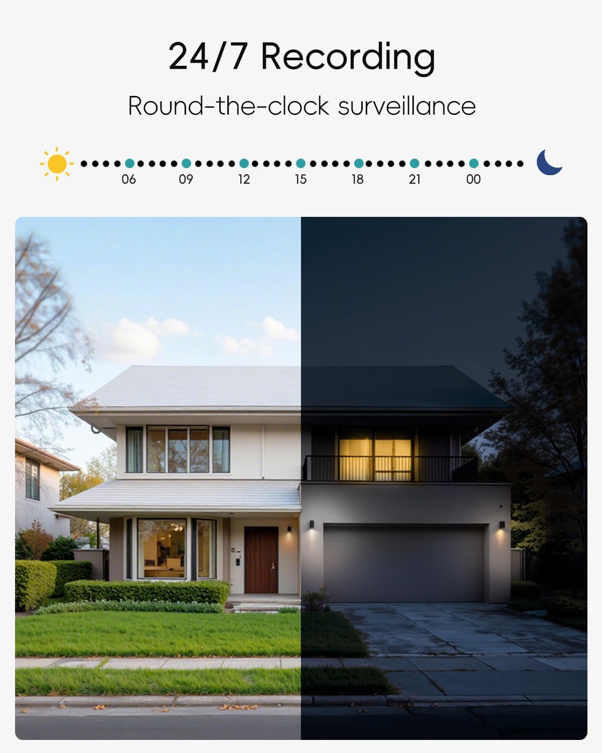 ZUMIMALL 3MP Outdoor Camera Wired 2.4G/5G WiFi - 2-Pack, 24/7 Recording, AI Motion Detection, Cloud & SD Card Storage, 2-Way Audio, PTZ Camera Auto Tracking, Compatible with Alexa Google