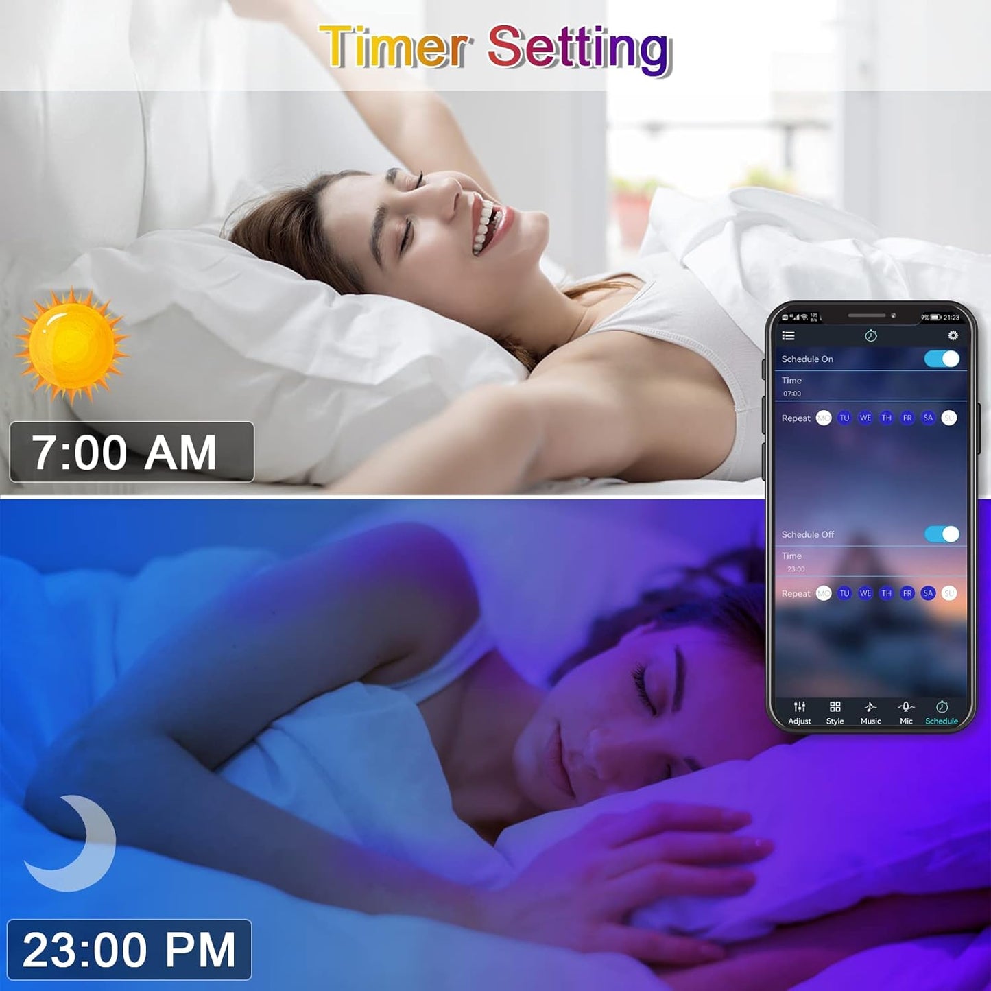 KEELIXIN LED Lights Music Sync RGB LED Strip Lights with APP & Remote Control (130ft)