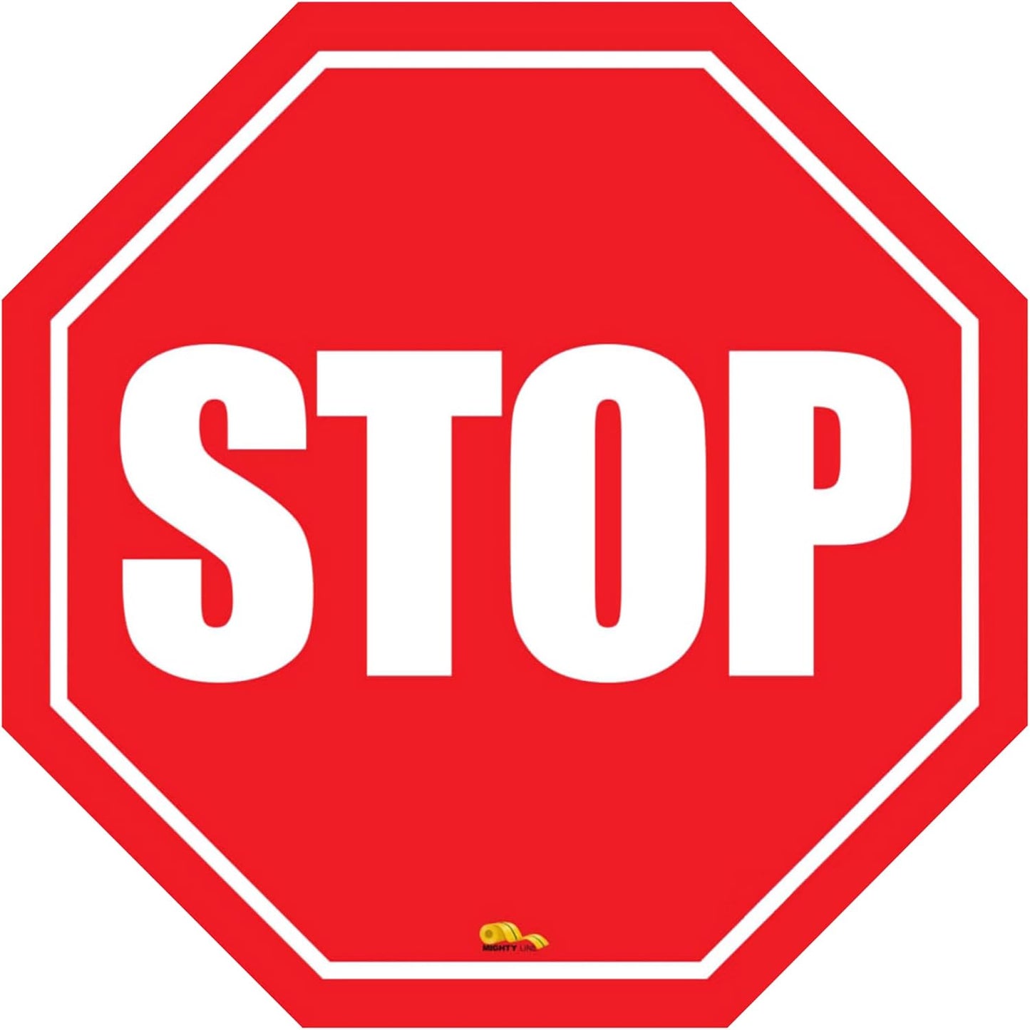 Mighty Line Stop Floor Sign Sticker for Safety, Warning, Heavy-Duty, Peel and Stick, Adhesive, Industrial Quality, 12"
