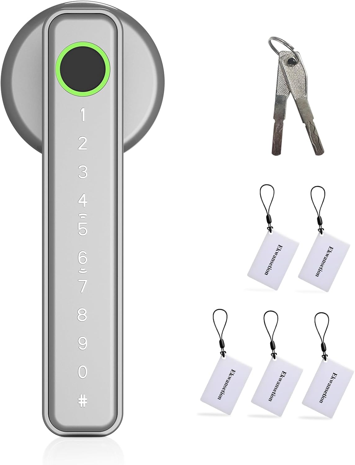 Fingerprint Door Lock Smart Door Lock with Keypad Keyless Entry Door Lock with Handle for Home Hotel Office Apartment Bedroom (Silver)