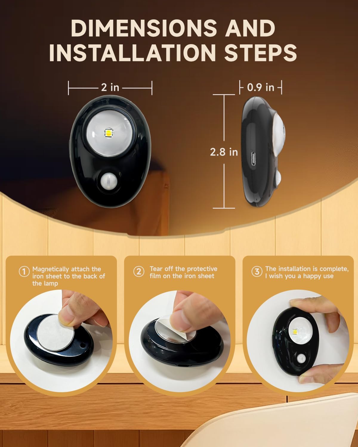 LEPOTEC LED Puck Lights, Rechargeable Battery Light,3 Color Temps Tap Lights,Wireless Closet Light,Under Cabinet Lighting,Magnetic Sitck On Lights for Kitchen,Closet,Pantry,Shelves(3 Pack)
