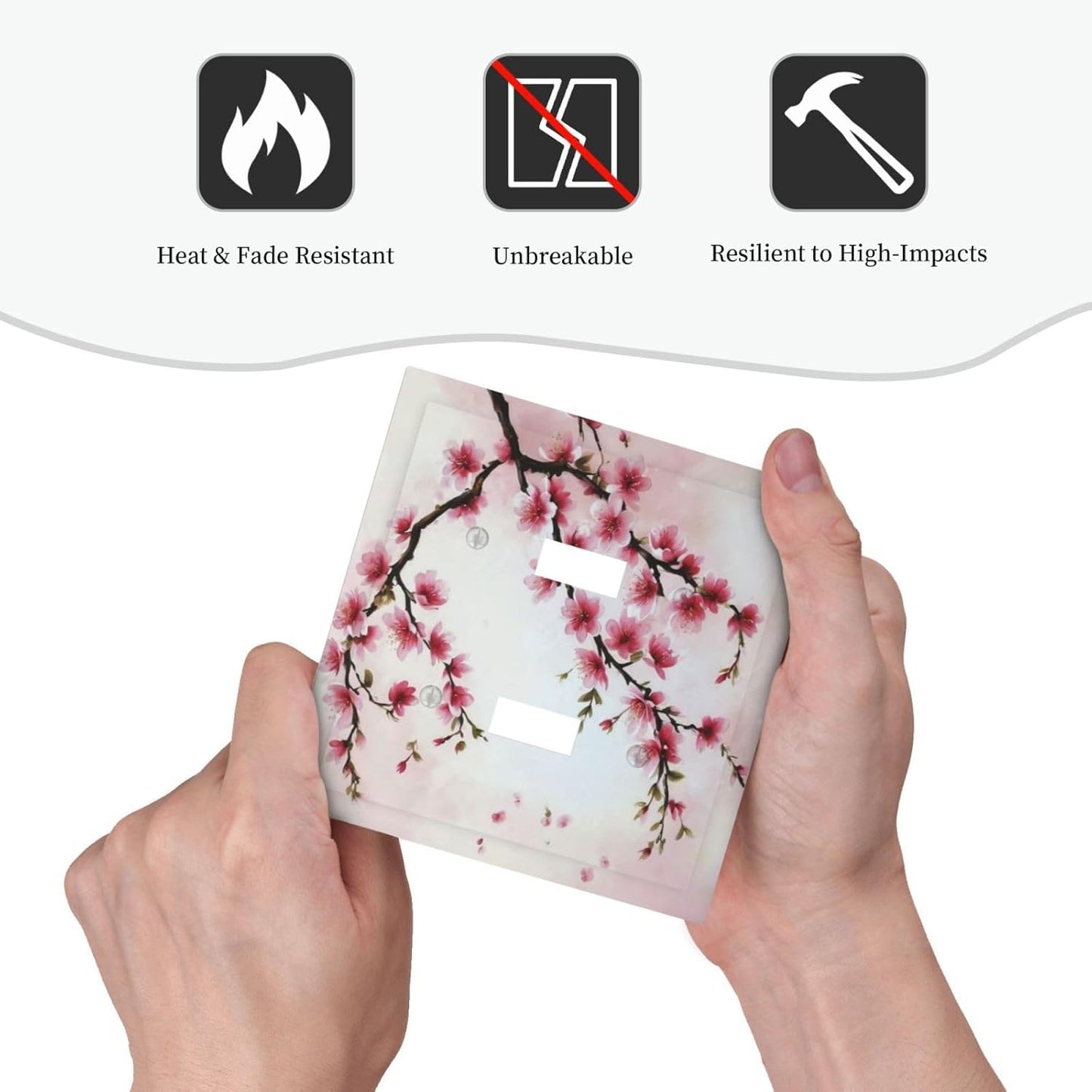 Branch with Pink Flowers Light Switch Covers Double Toggle 2 Gang Wall Plate Dual Decorative Switchplate Electrical Faceplate for Farmhouse Decor
